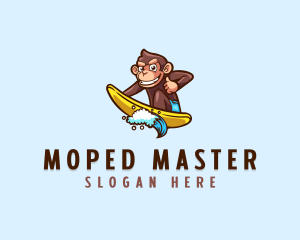 Wave Surfer Monkey logo design