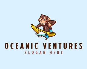 Wave Surfer Monkey logo design