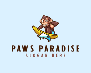 Wave Surfer Monkey logo design