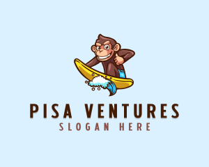 Wave Surfer Monkey logo design