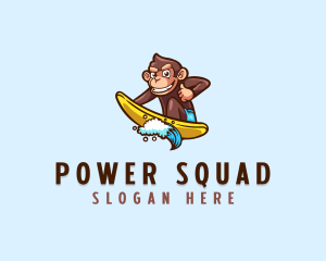 Squad - Wave Surfer Monkey logo design