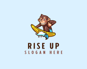 Wave Surfer Monkey logo design