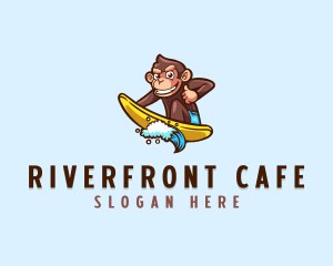 Wave Surfer Monkey logo design