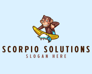 Wave Surfer Monkey logo design