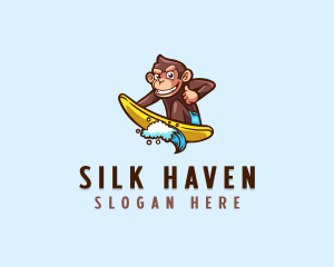 Wave Surfer Monkey logo design