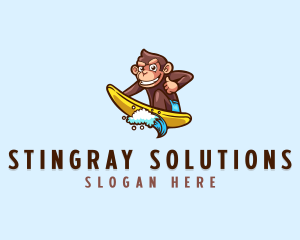 Wave Surfer Monkey logo design