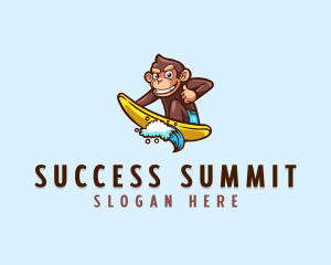 Wave Surfer Monkey logo design