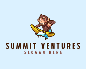 Wave Surfer Monkey logo design