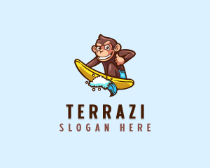 Wave Surfer Monkey logo design