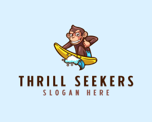 Wave Surfer Monkey logo design