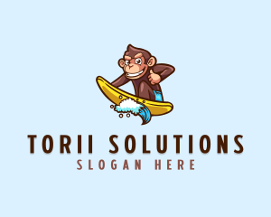 Wave Surfer Monkey logo design