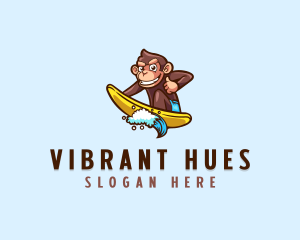 Wave Surfer Monkey logo design