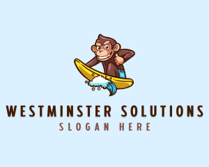 Wave Surfer Monkey logo design