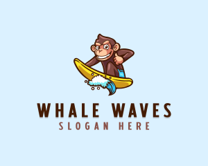 Wave Surfer Monkey logo design