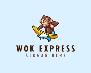 Wave Surfer Monkey logo design