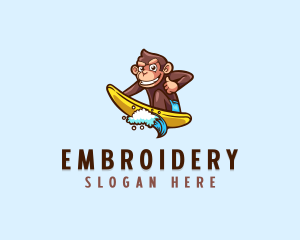 Wave Surfer Monkey logo design