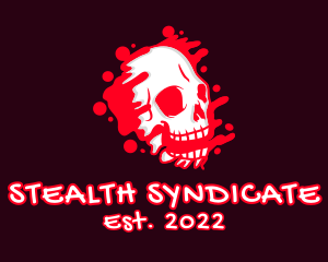 Crime - Skull Blood Graffiti logo design