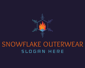 Snowflake Fire Thermostat logo design