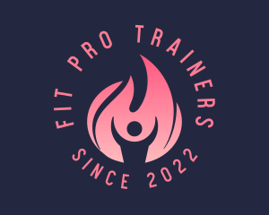 Trainer Fitness Flame logo design