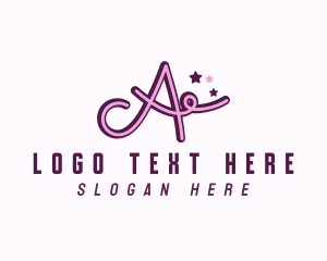 Purple And Pink - Star Letter A logo design