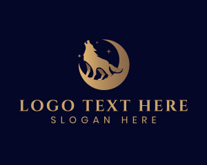 Dog - Crescent Moon  Wolf logo design