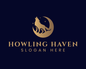 Howling - Crescent Moon  Wolf logo design