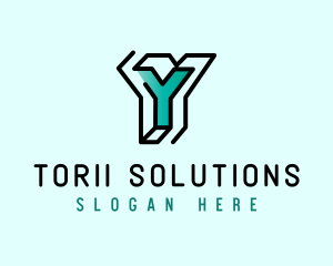 Startup Business Outline Letter Y logo design