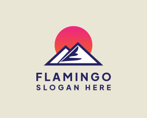 Hiking - Sunset Mountain Peak logo design