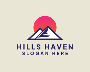 Sunset Mountain Peak logo design