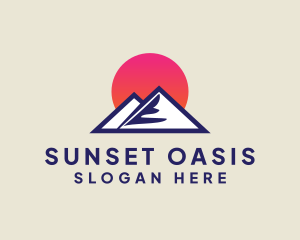 Sunset Mountain Peak logo design