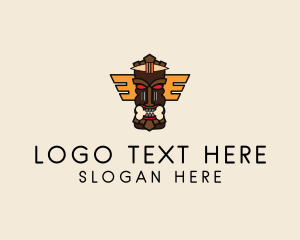 Sacred - Traditional Tiki Statue logo design