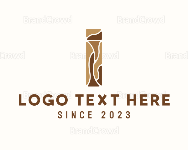 Brown Wood Letter I Logo