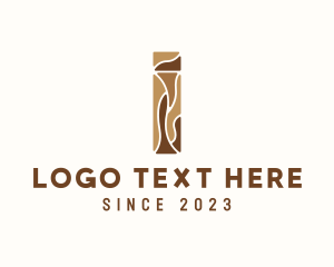 Crafting - Brown Wood Letter I logo design