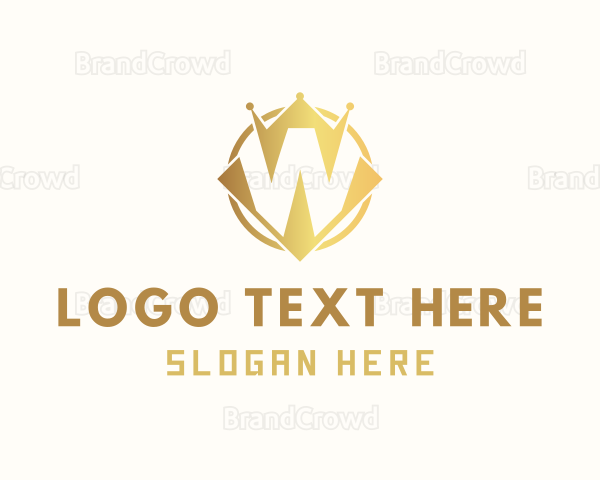 Golden Crown Crypto Letter W Logo