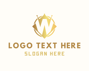 Bitcoin - Golden Crown Crypto Letter W logo design
