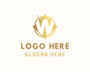Royalty - Golden Crown Crypto Letter W logo design