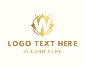 Insurance - Golden Crown Crypto Letter W logo design