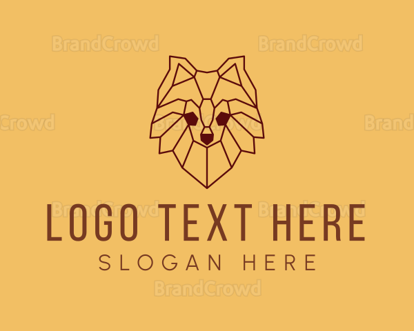 Pomeranian Dog Pet Outline Logo