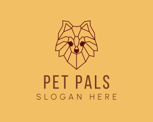 Pomeranian Dog Pet Outline logo design