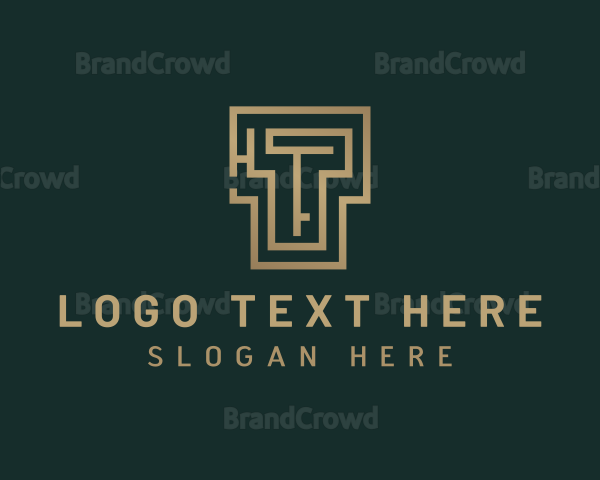 Elegant Maze Labyrinth Letter T Logo