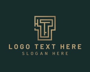 Maze - Elegant Maze Labyrinth Letter T logo design