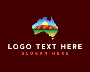 Map - Australia Uluru Mountain logo design