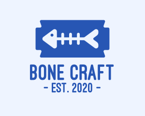 Skeleton - Blue Fish Bone Blade logo design