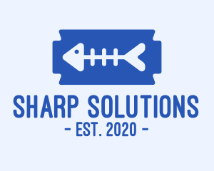 Sharp - Blue Fish Bone Blade logo design