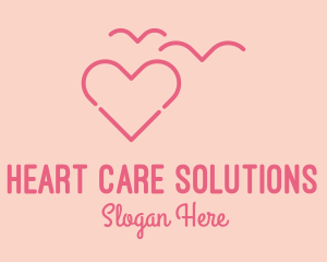 Pink Heart Birds  logo design