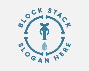 Droplet - Blue Plumbing Faucet logo design