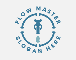 Drain - Blue Plumbing Faucet logo design