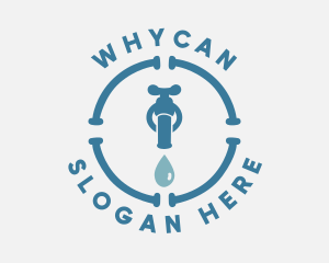 Wash - Blue Plumbing Faucet logo design