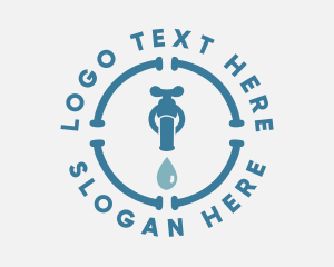 H2o - Blue Plumbing Faucet logo design