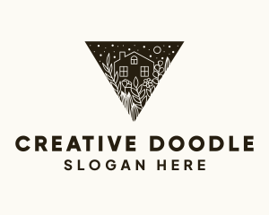 Floral Home Doodle logo design